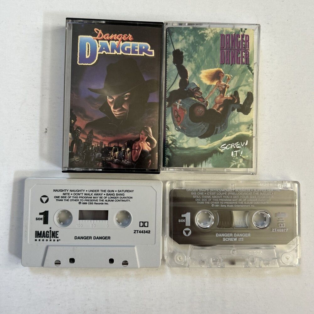Danger Danger Screw It! Cassette Tape Lot 1991 Epic Hair Metal Glam Rock ZT46977